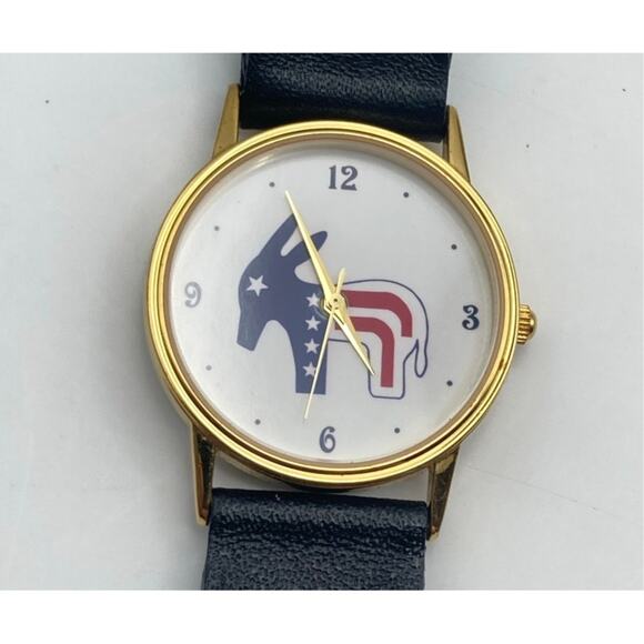 VTG 23kt Plated Unique Political Unisex Watch 32mm Fresh Battery - Adjustable WR main image 8